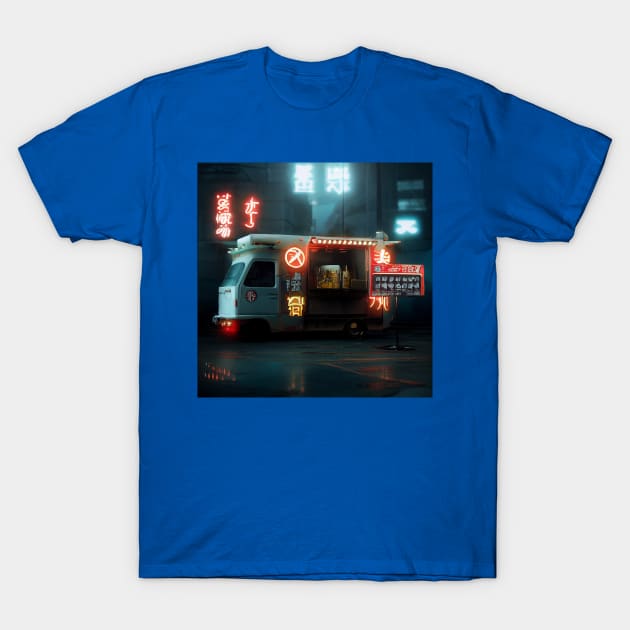 Cyberpunk Tokyo Ramen Food Truck T-Shirt by Grassroots Green